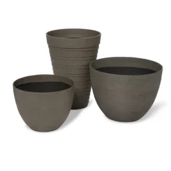 Blooma Momoka Grey Stone Effect Plastic Circular Plant Pot (Dia)50cm