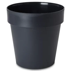 Blooma Nurgul Dark Grey Plastic Circular Plant Pot (Dia)40cm