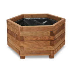 Bopha Pressure Treated Wood Brown Wooden Hexagonal Planter 60cm