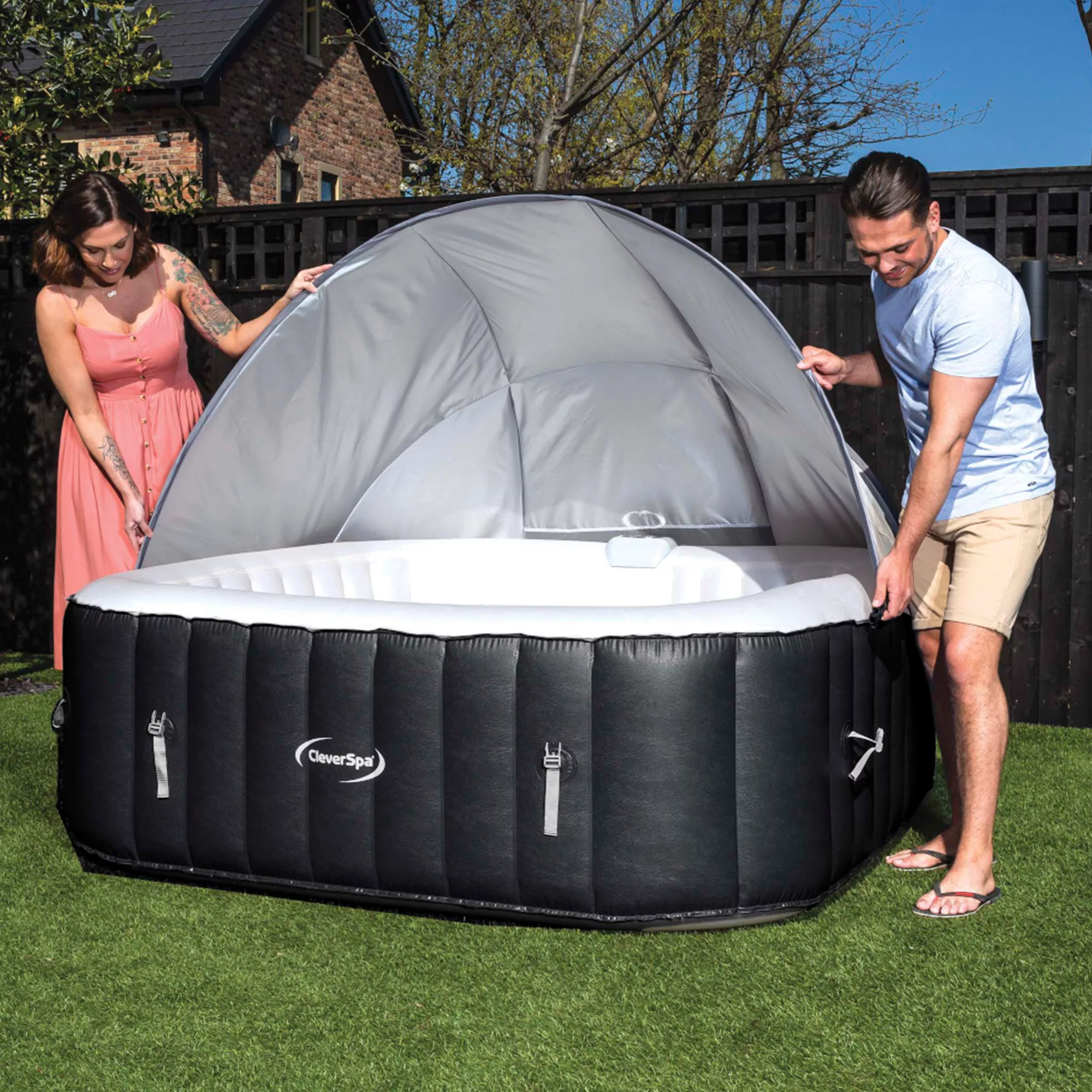 CleverSpa Grey Square Canopy (D) 1240mm - Image 5