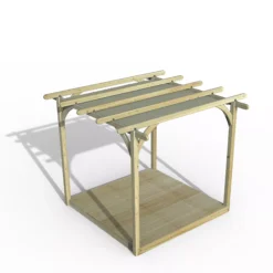Forest Garden Grey Pergola & Decking Kit, X4 Post (H) 2.5m X (W) 5.2m - Canopy Included