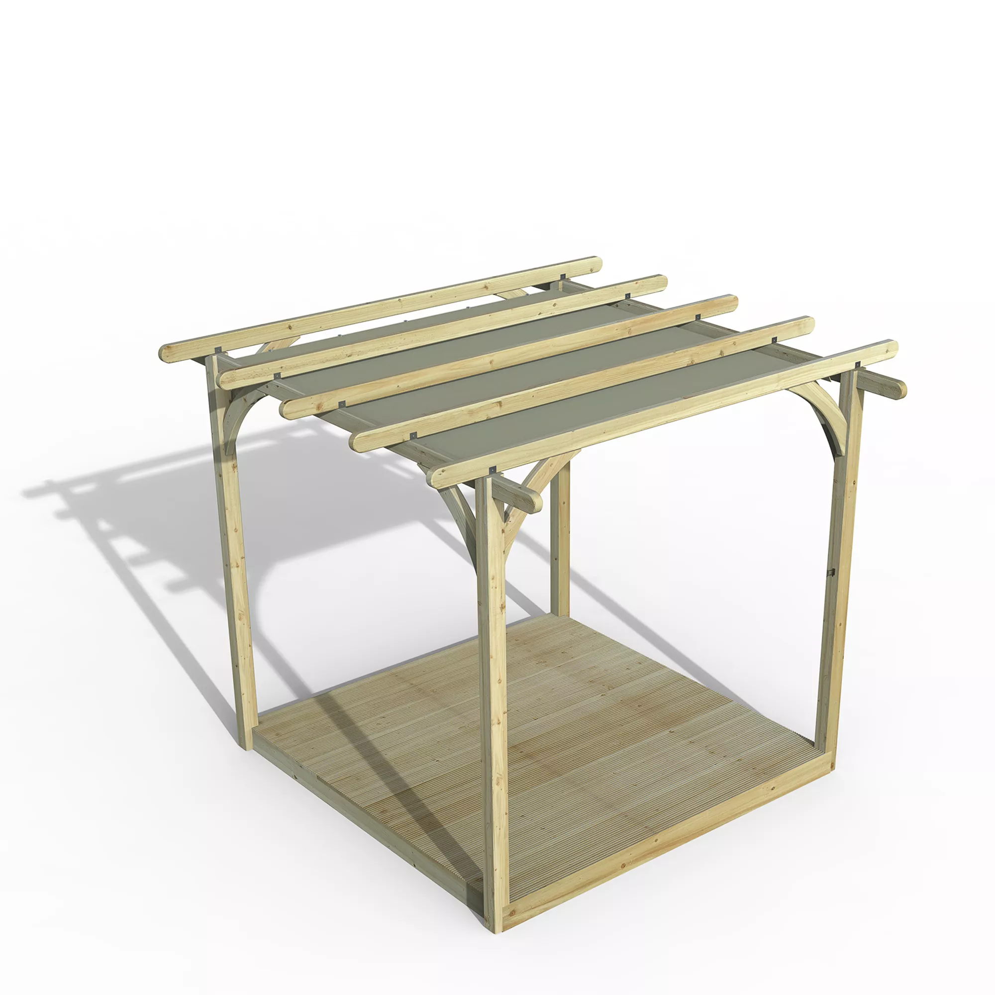 Forest Garden Grey Pergola & Decking Kit, X4 Post (H) 2.5m X (W) 5.2m - Canopy Included