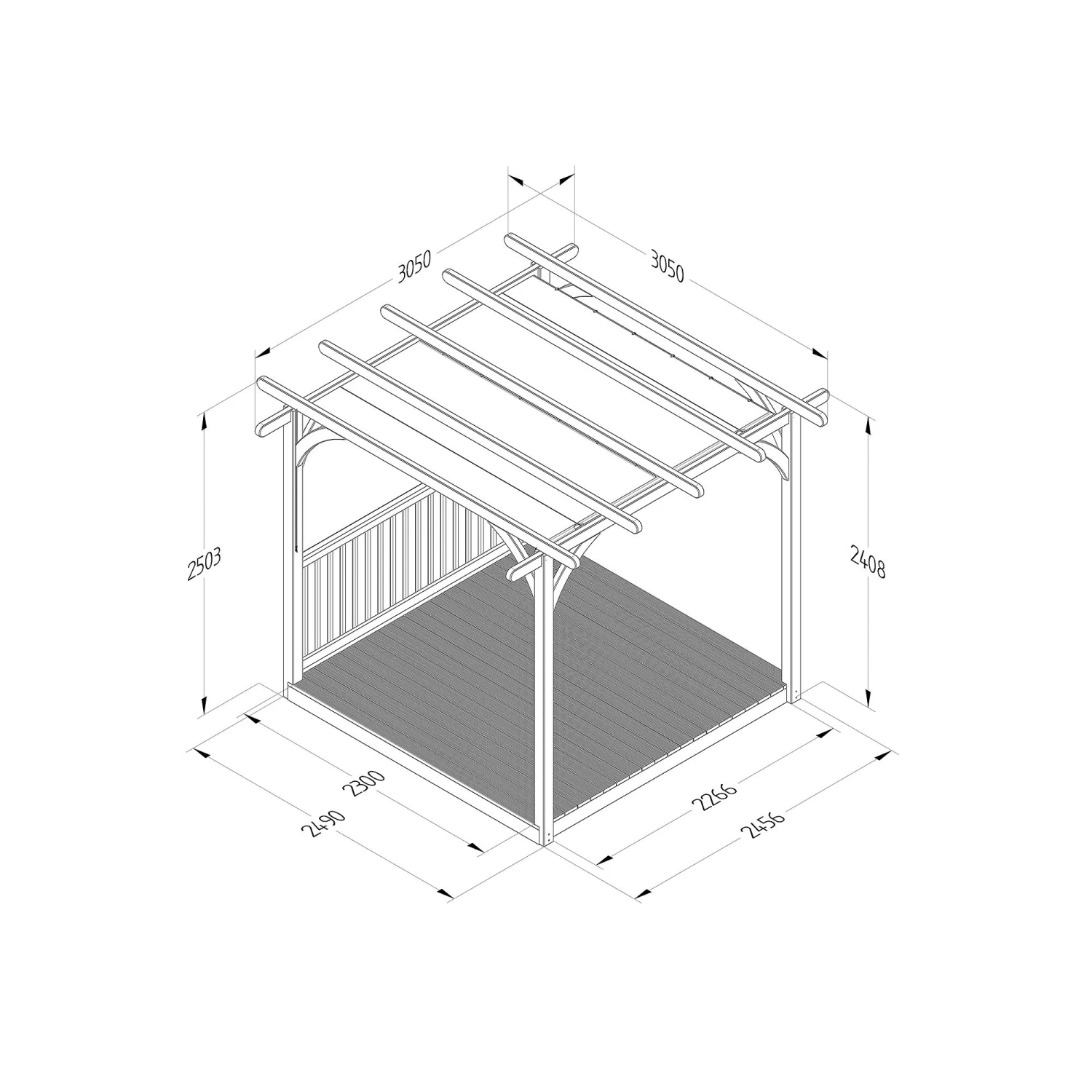 Forest Garden Grey Pergola & Decking Kit, X4 Post X1 Balustrade (H) 2.5m X (W) 5.2m - Canopy Included - Image 2