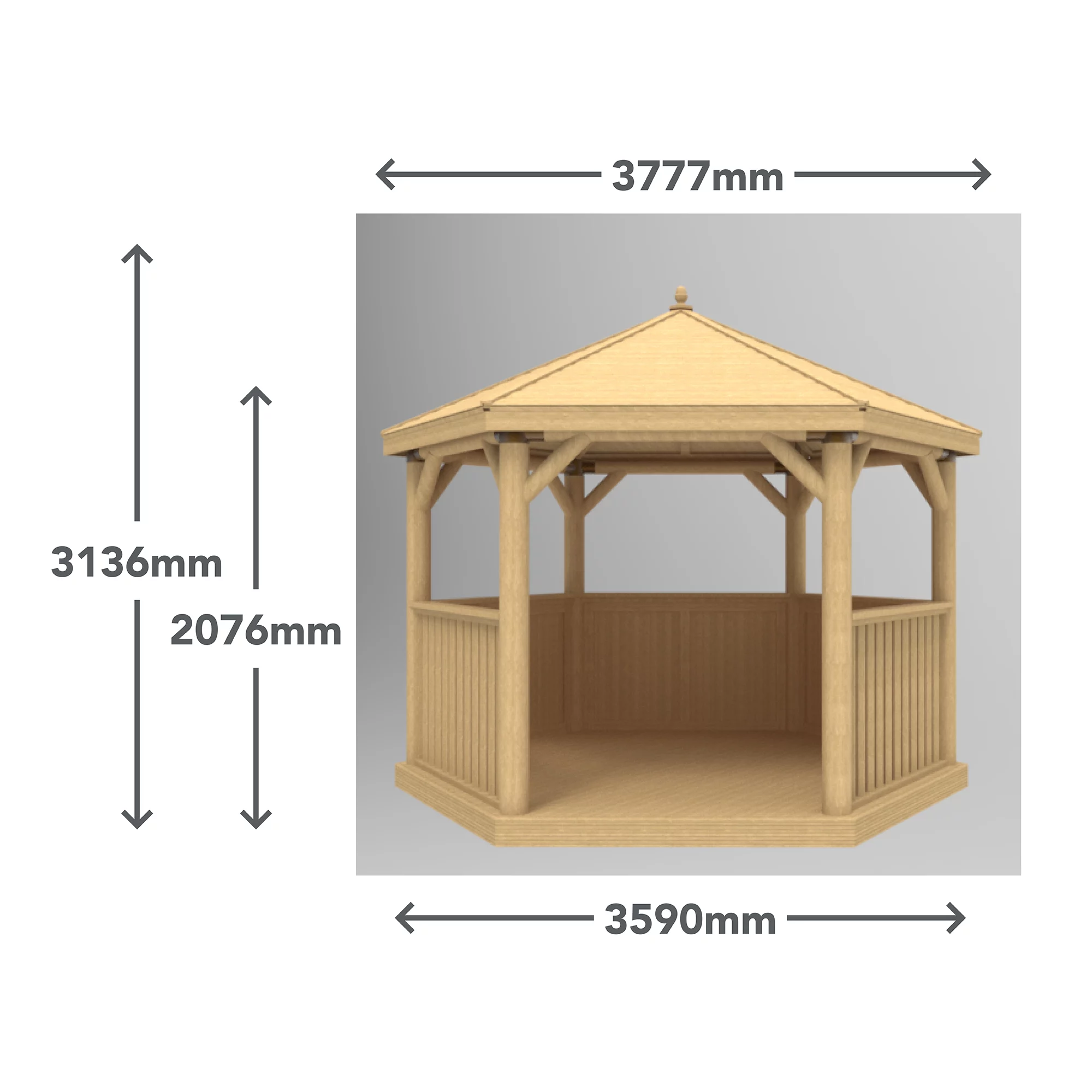 Forest Garden Hexagonal Gazebo, (W)3.78m (D)3.27m - Image 8