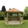 Forest Garden Hexagonal Gazebo With Cedar Roof, (W)4.9m (D)4.24m
