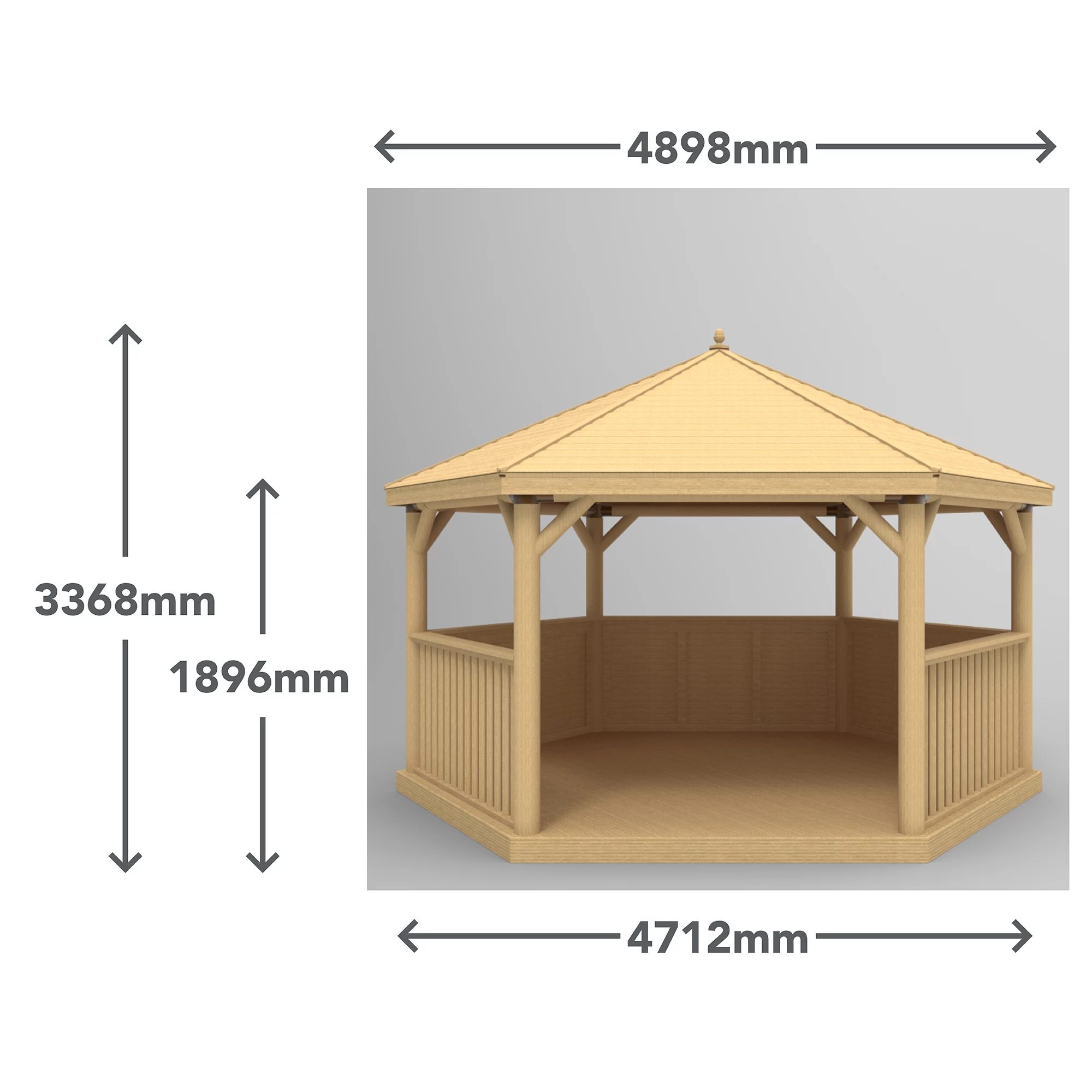 Forest Garden Hexagonal Gazebo With Cedar Roof, (W)4.9m (D)4.24m - Image 9