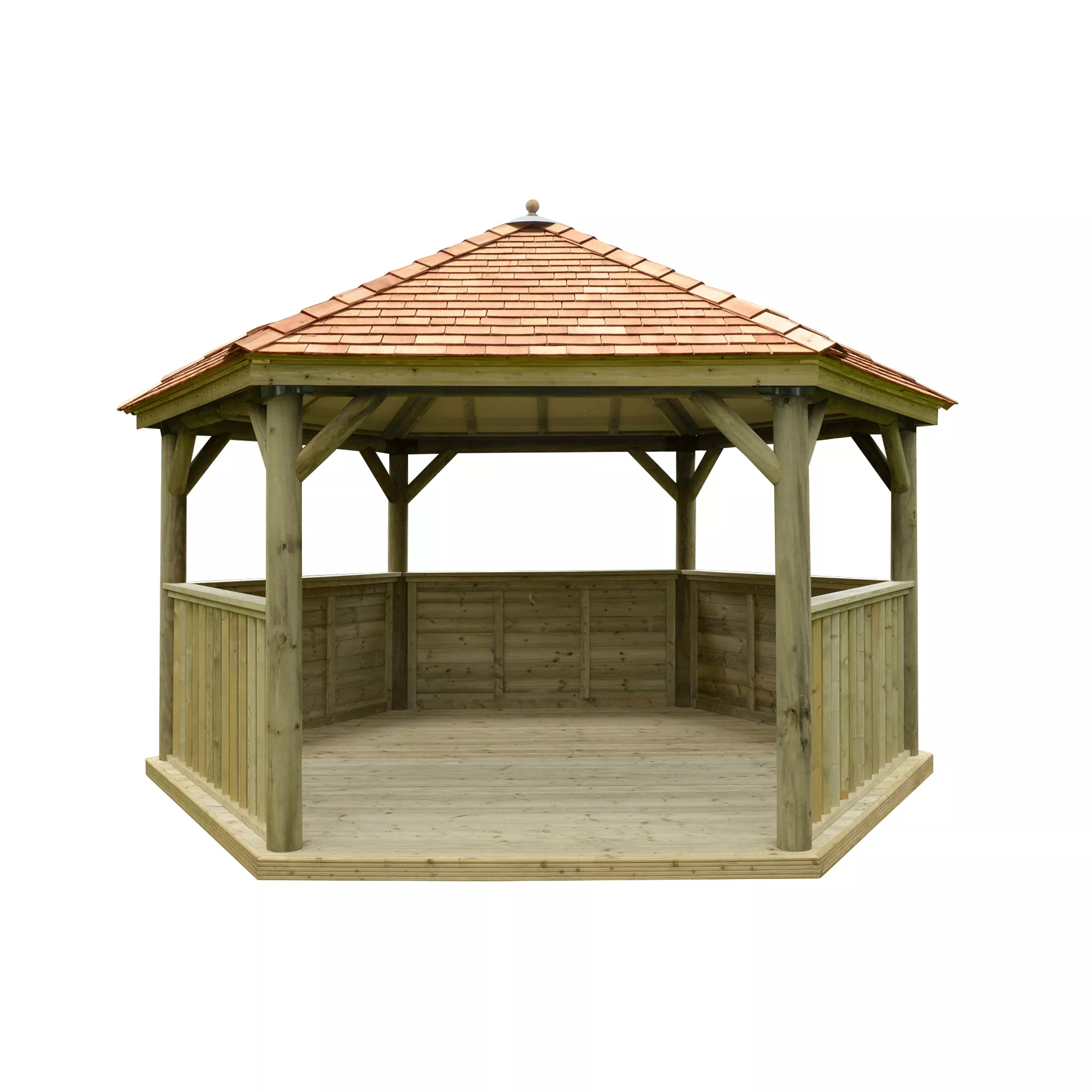 Forest Garden Hexagonal Gazebo With Cedar Roof, (W)4.9m (D)4.24m - Image 2
