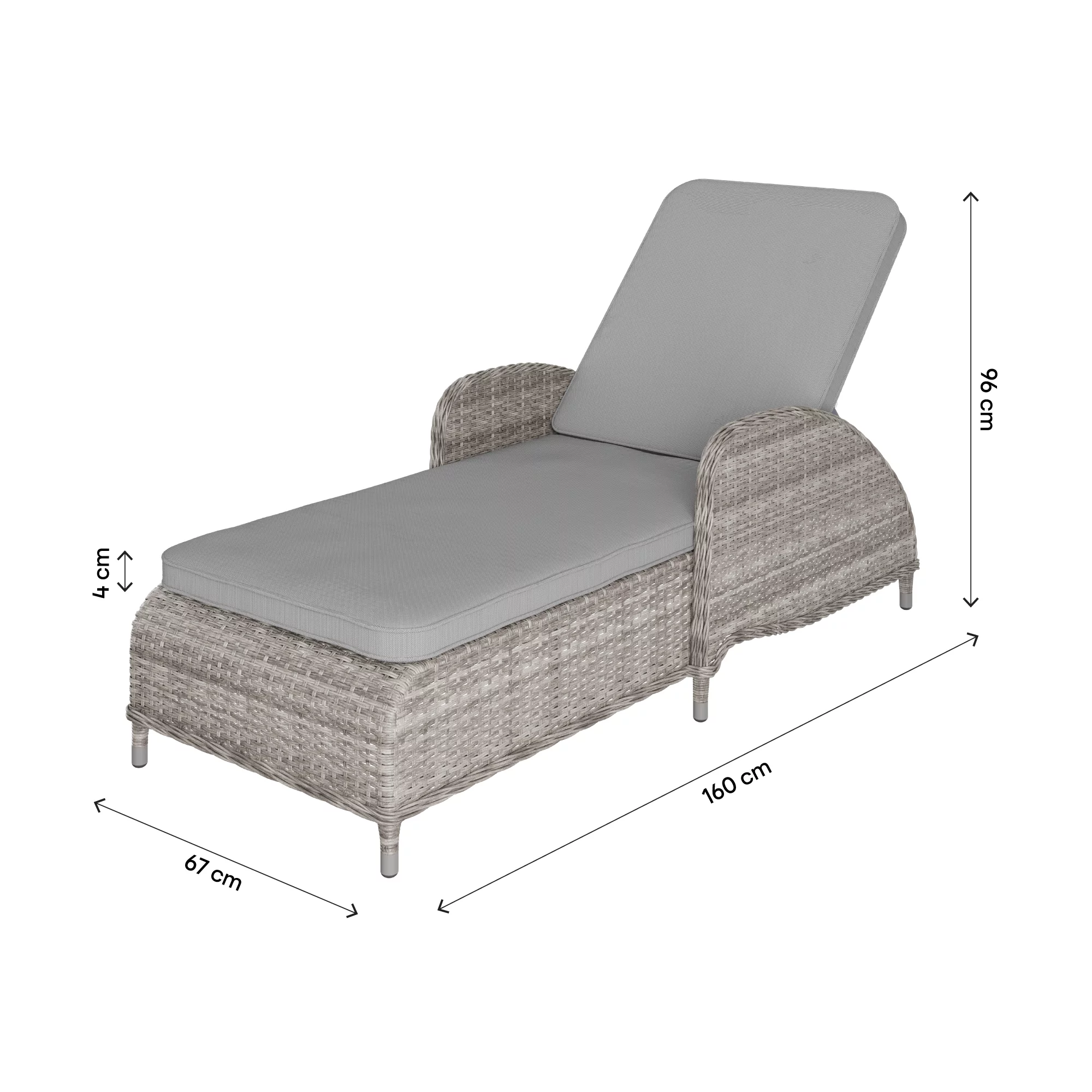 GoodHome Hamilton Steeple Grey Rattan Effect Sun Lounger - Image 9
