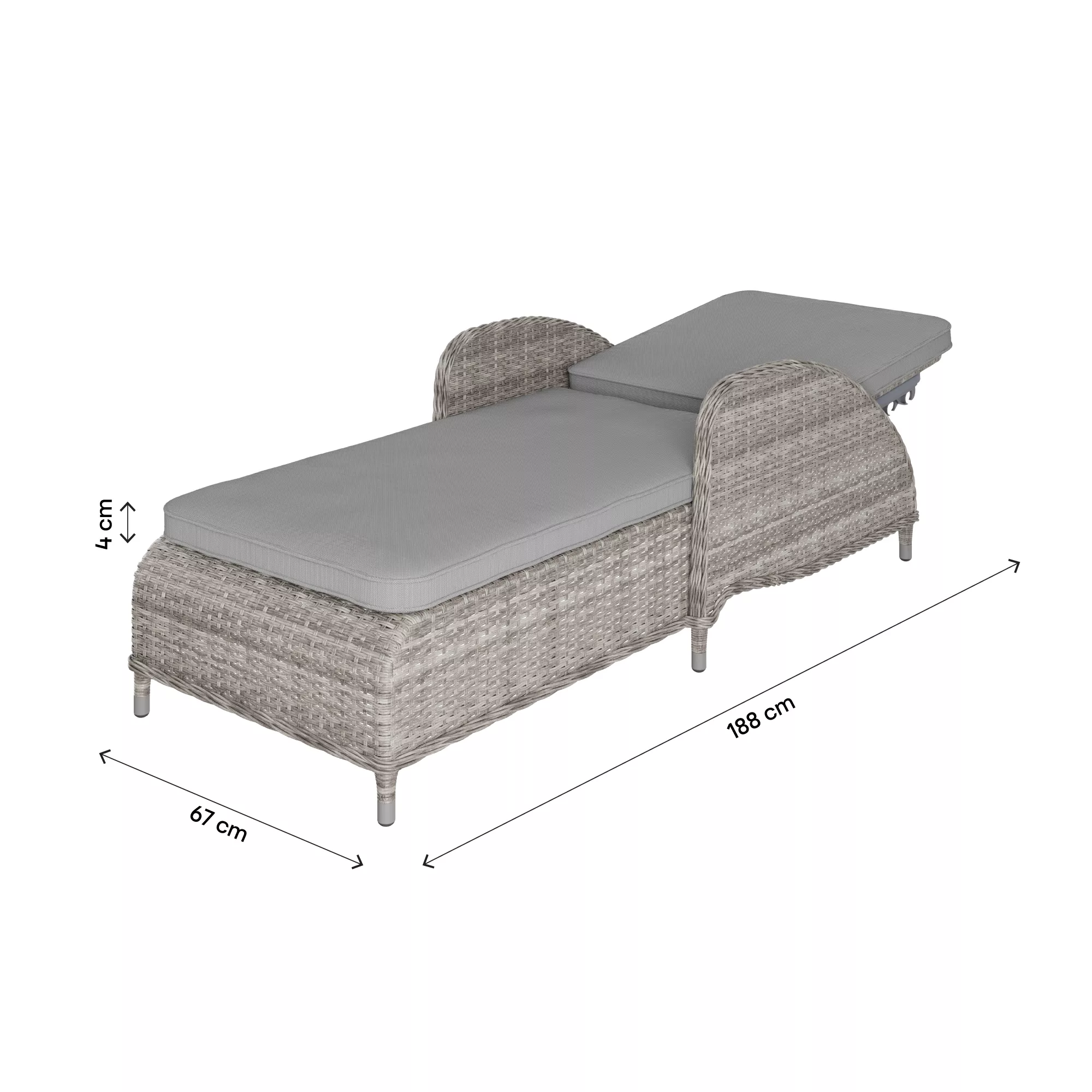 GoodHome Hamilton Steeple Grey Rattan Effect Sun Lounger - Image 6