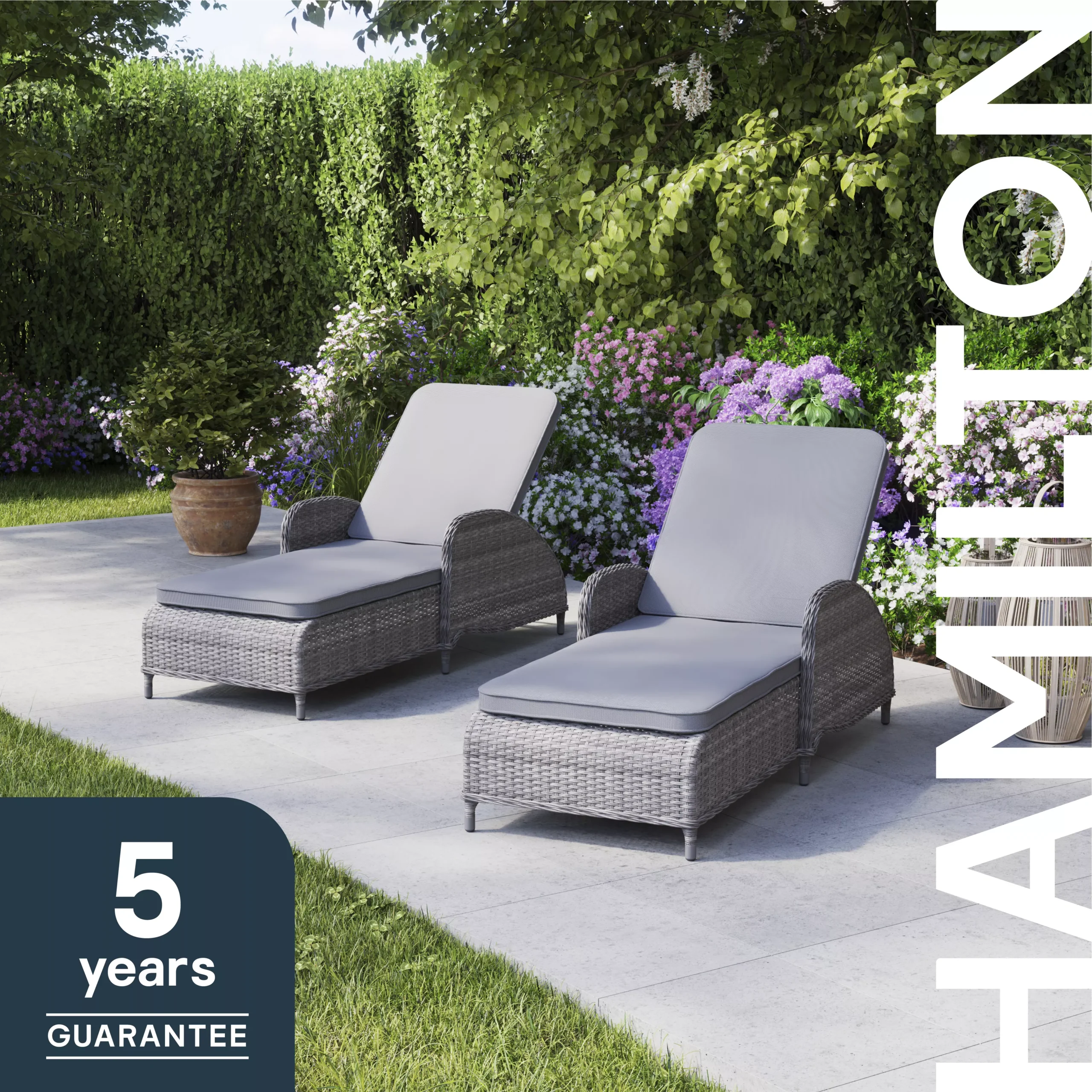 GoodHome Hamilton Steeple Grey Rattan Effect Sun Lounger - Image 7