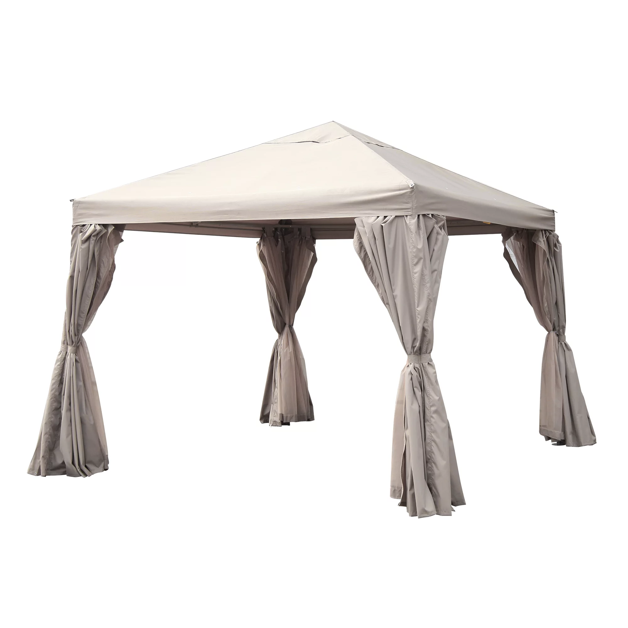GoodHome Preston Taupe Square Gazebo, (W)3m (D)3m - Assembly Required