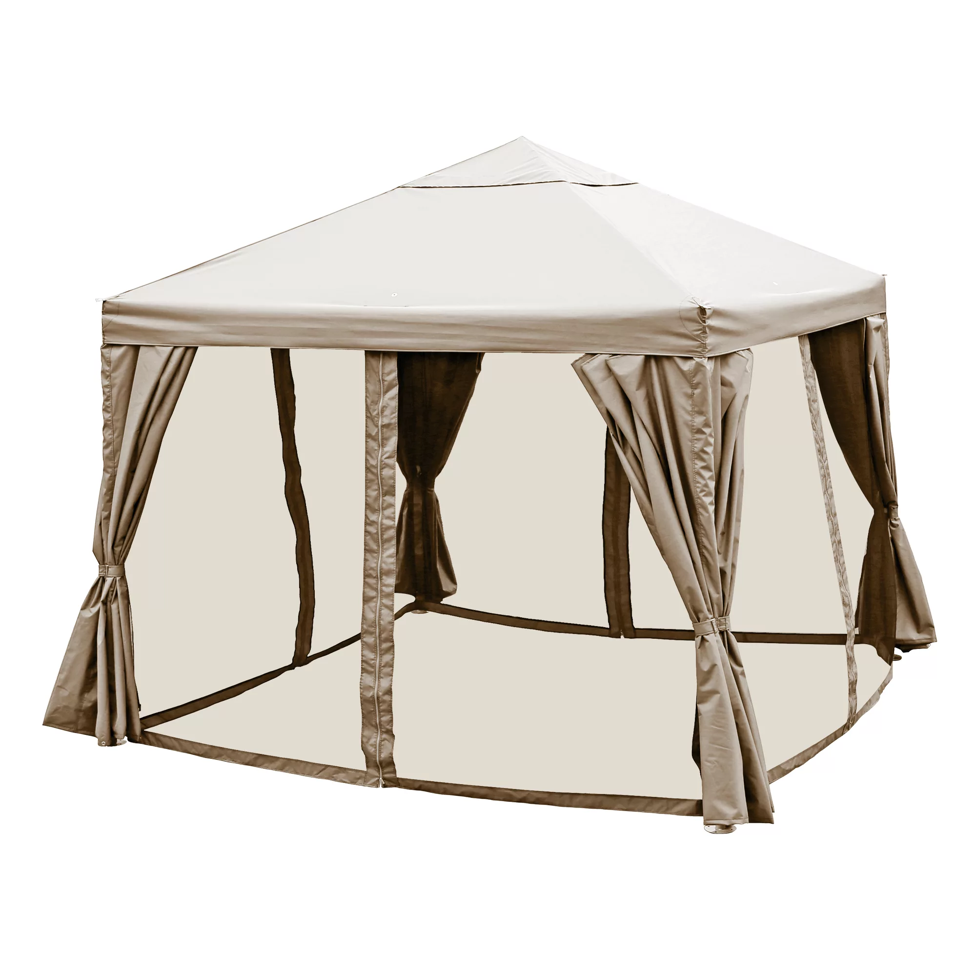 GoodHome Preston Taupe Square Gazebo, (W)3m (D)3m - Assembly Required - Image 2