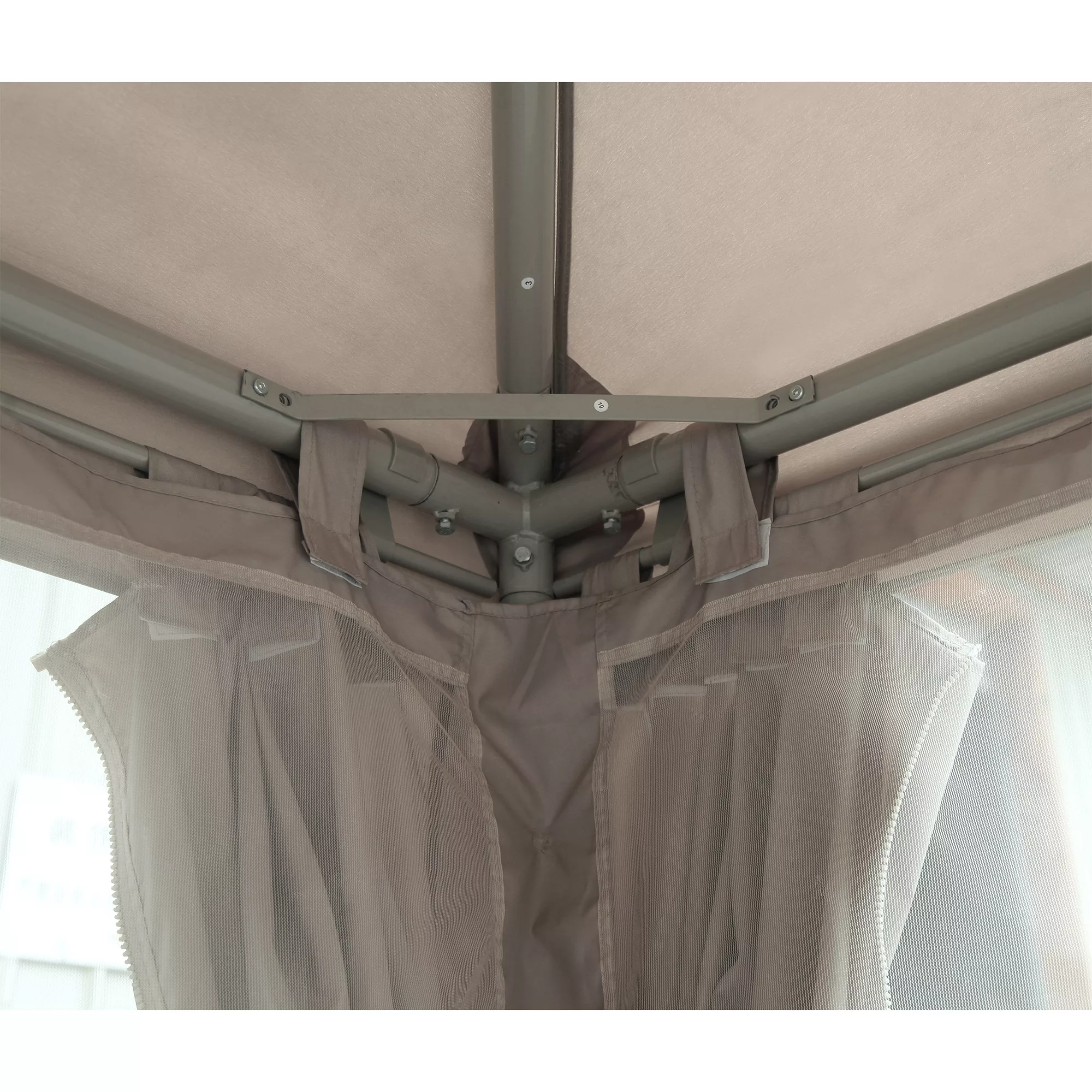 GoodHome Preston Taupe Square Gazebo, (W)3m (D)3m - Assembly Required - Image 3