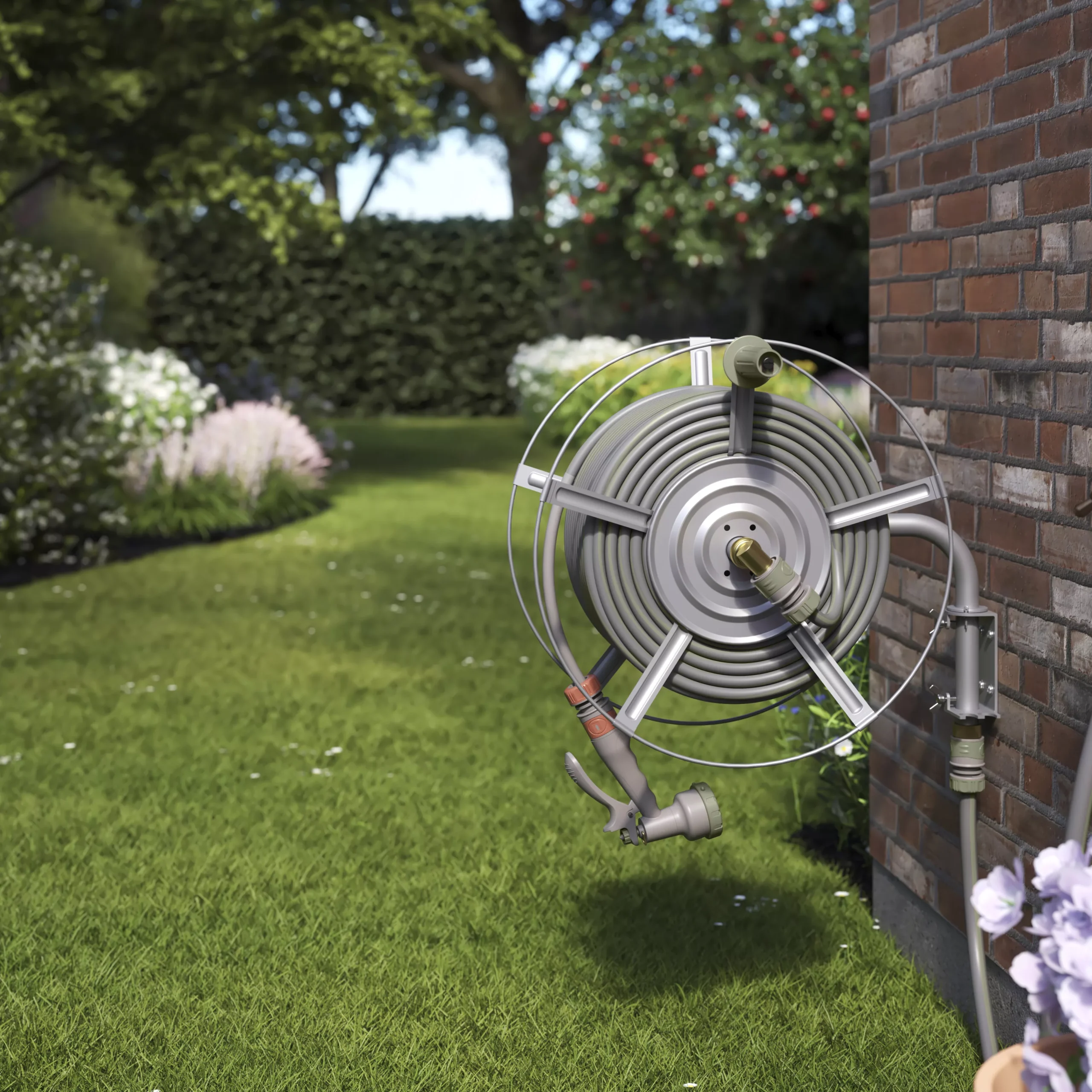 GoodHome Watering Wall-mounted Empty Hose Reel Without Wheels - Image 2