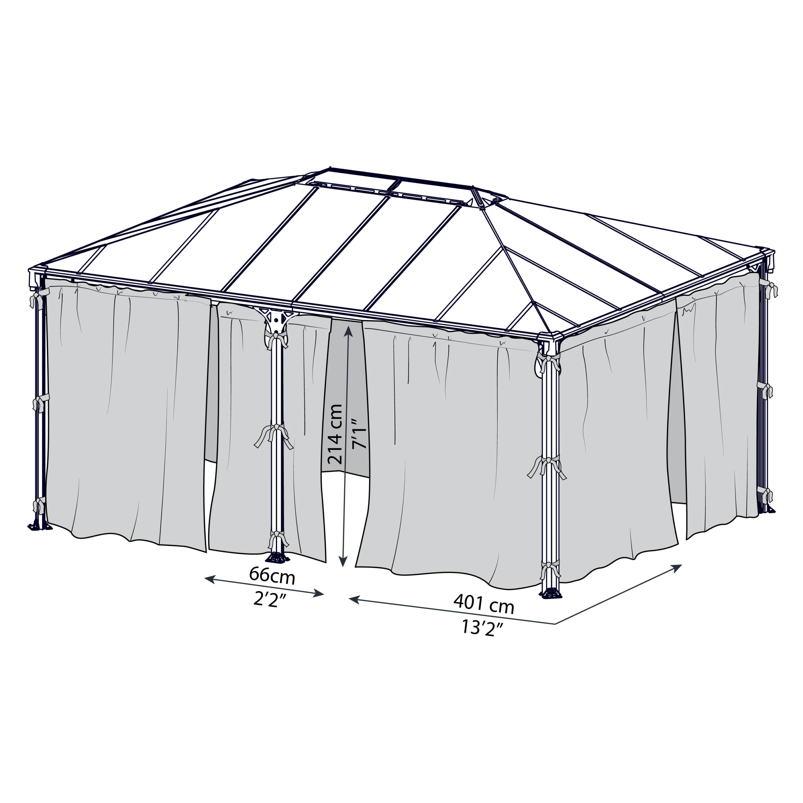 Palram - Canopia 4/5K Grey Polyester (PES) Gazebo Net (L)2170mm (W)4650mm - Image 2