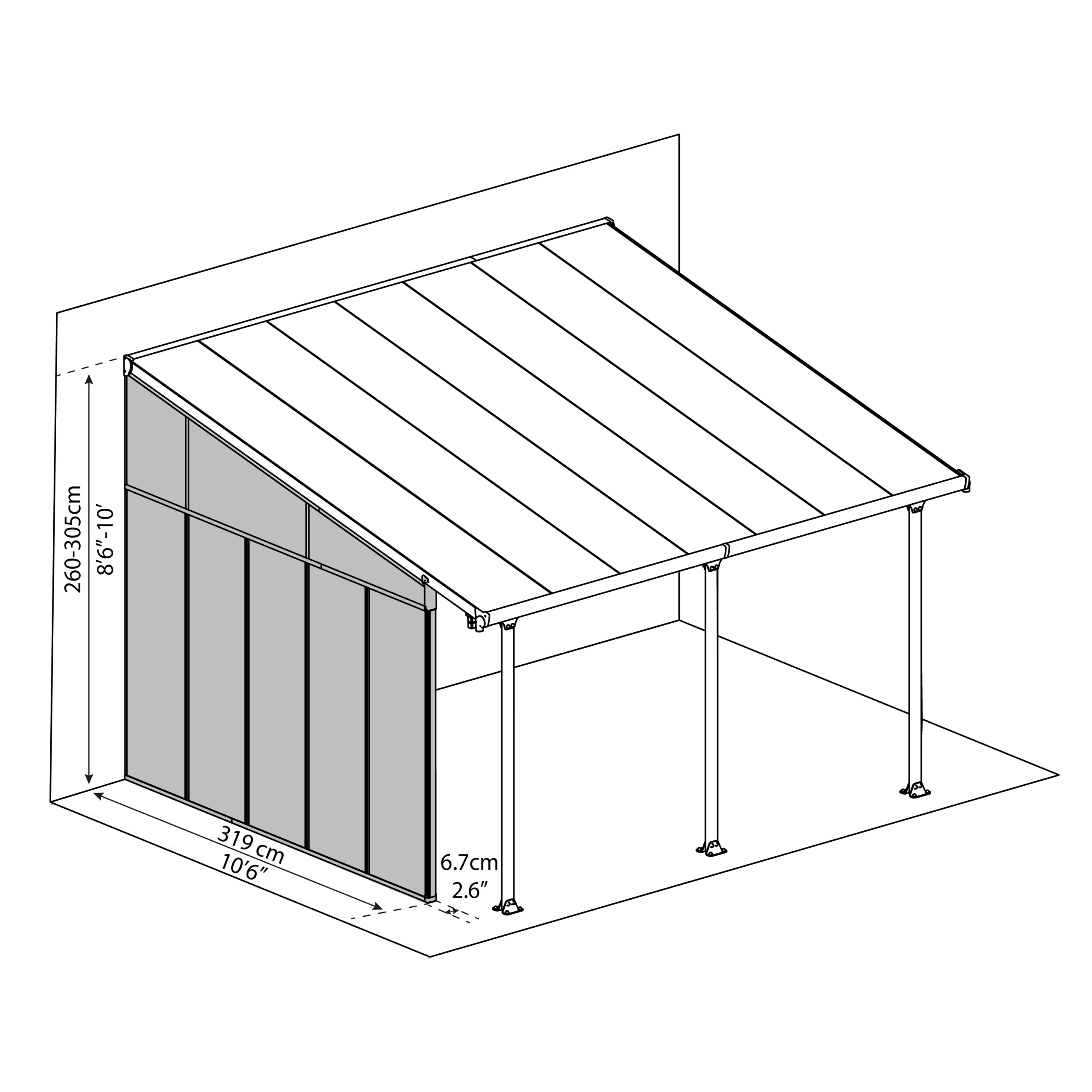 Palram - Canopia 4 Series White Patio Cover Side Wall, (L)3.19m (H)3.05m - Image 3