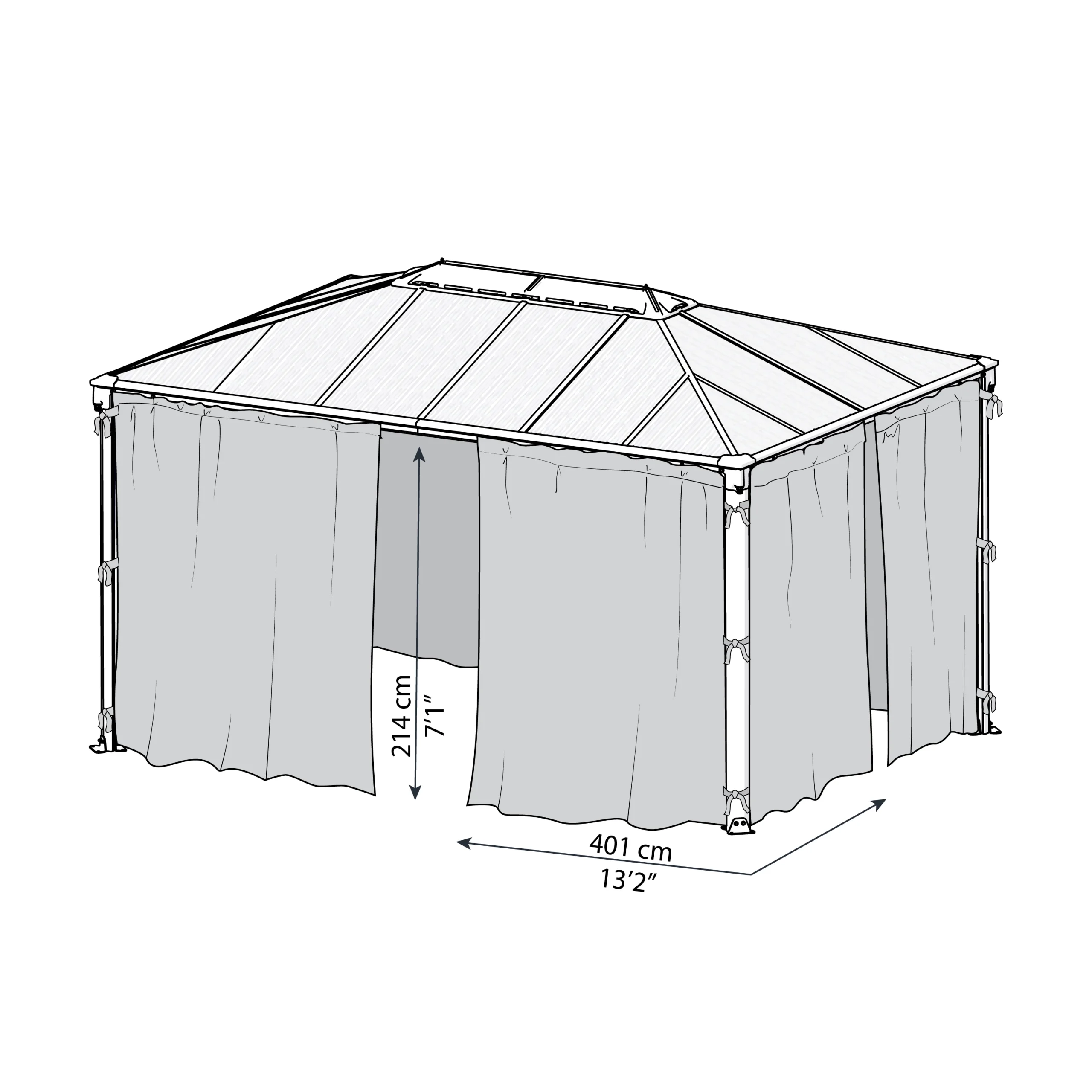 Palram - Canopia 4K Series Grey Polyester (PES) Gazebo Net (L)2170mm (W)4360mm - Image 2
