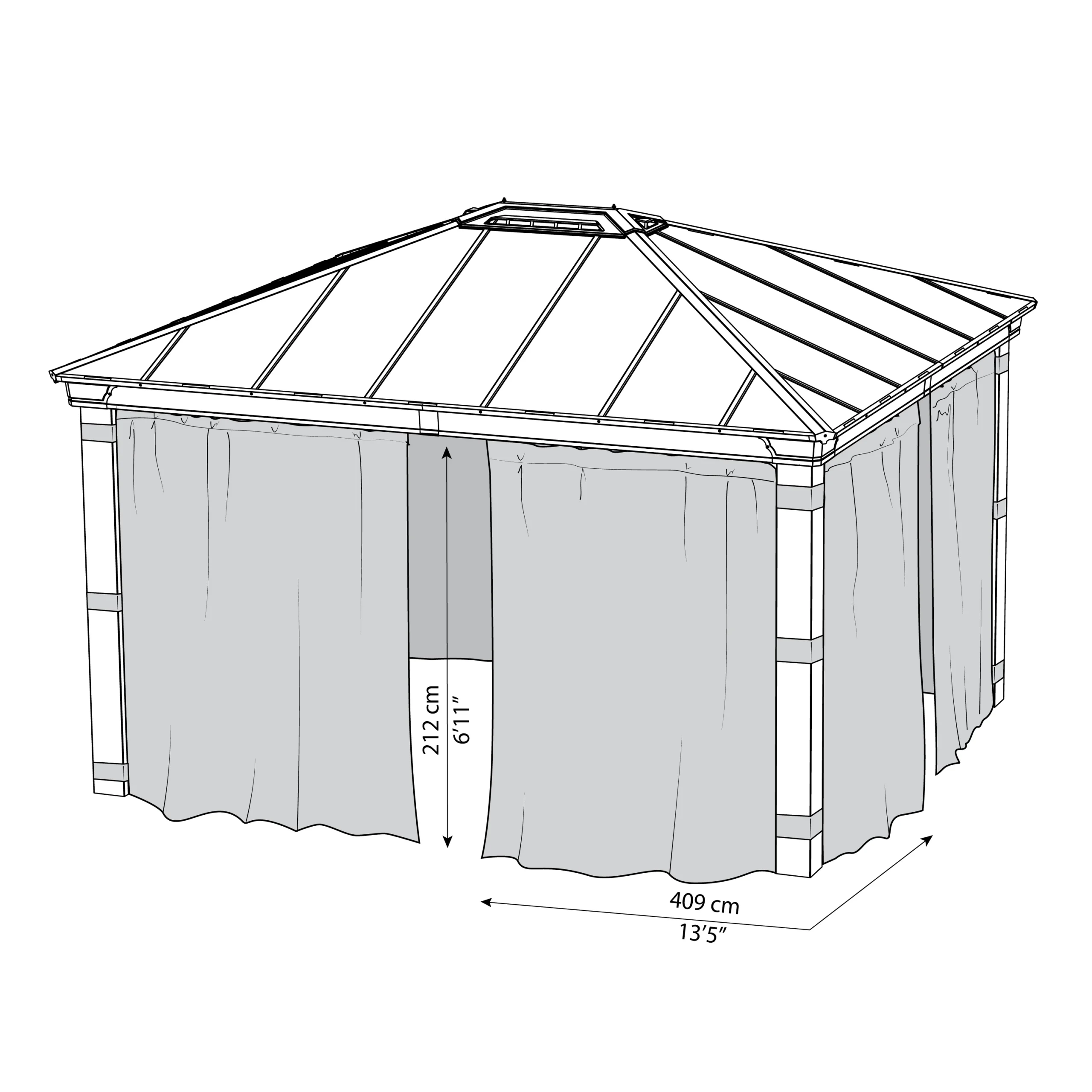 Palram - Canopia Dallas Grey Polyester (PES) Gazebo Curtain, Pack Of 4 (L)2120mm (W)4090mm - Image 7