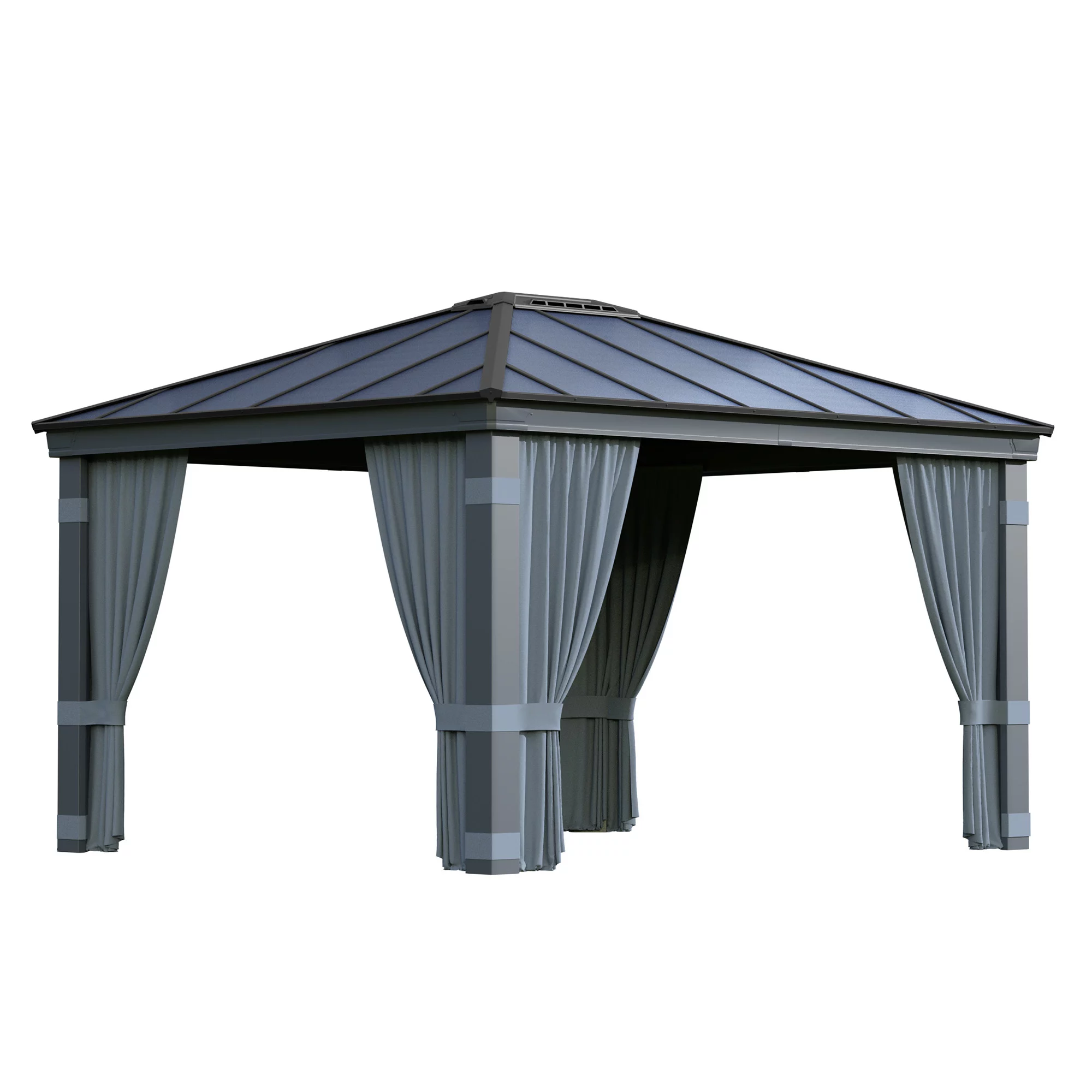 Palram - Canopia Dallas Grey Polyester (PES) Gazebo Curtain, Pack Of 4 (L)2120mm (W)4090mm - Image 2