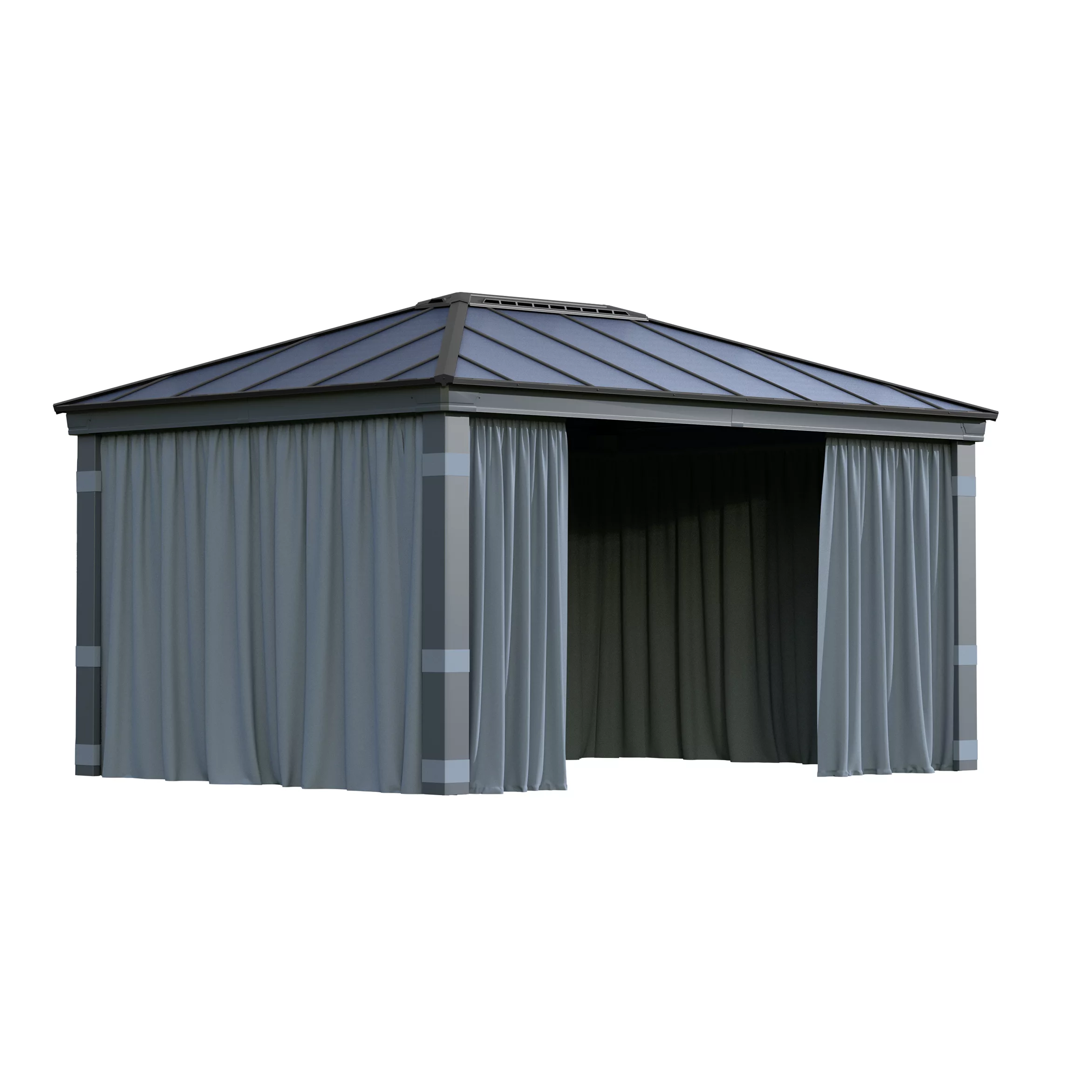 Palram - Canopia Dallas Grey Polyester (PES) Gazebo Curtain, Pack Of 4 (L)2120mm (W)4400mm - Image 2