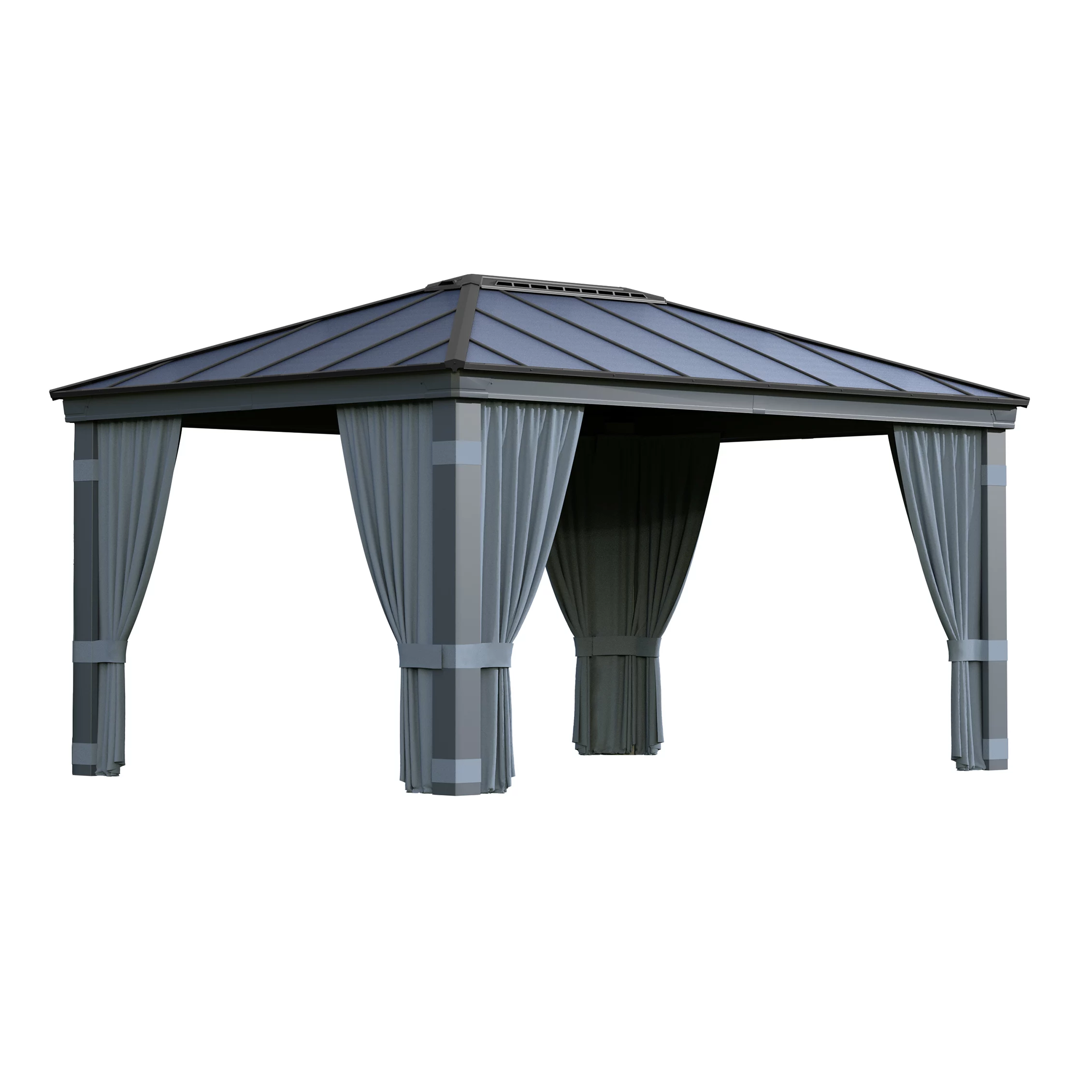 Palram - Canopia Dallas Grey Polyester (PES) Gazebo Curtain, Pack Of 4 (L)2120mm (W)4400mm - Image 3