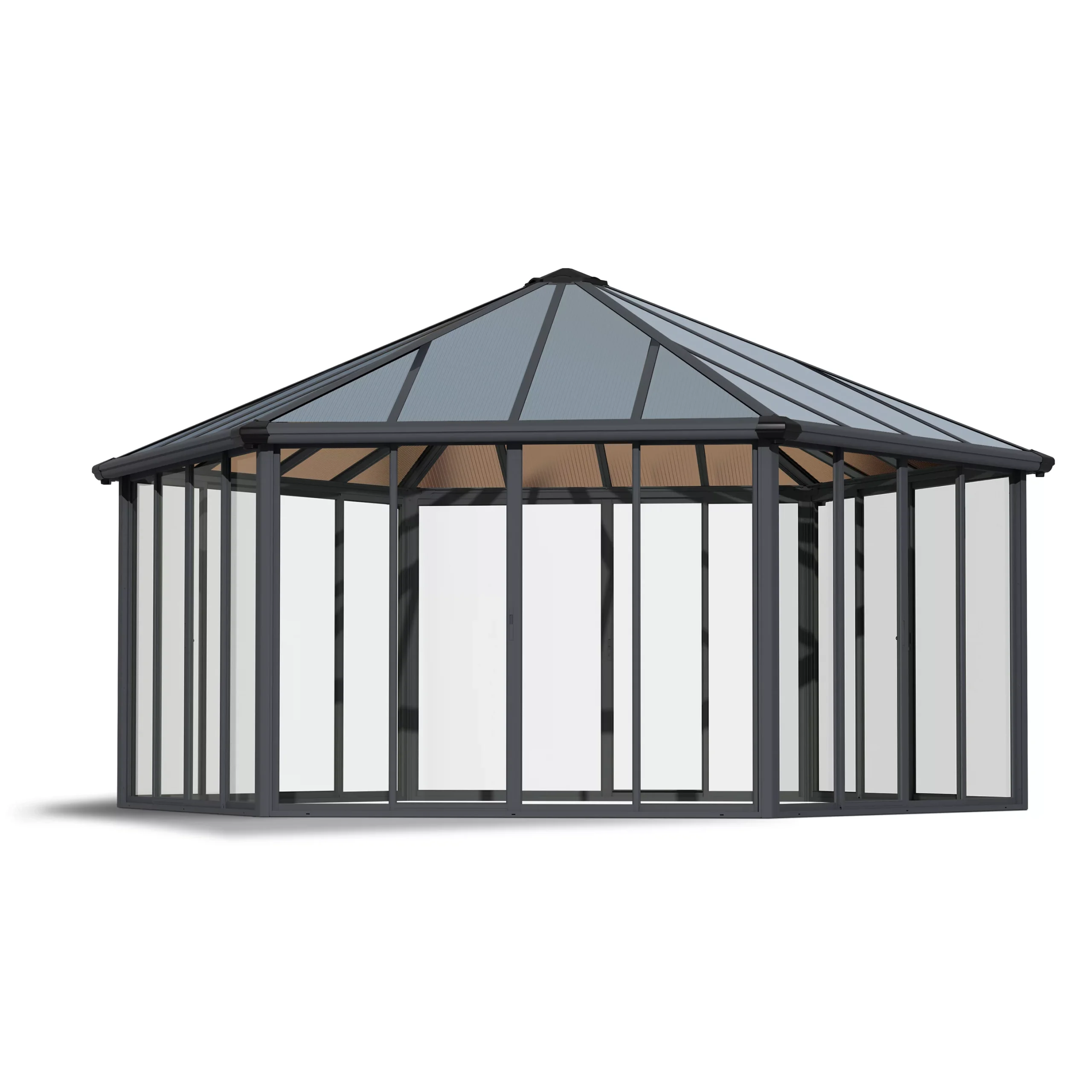 Palram - Canopia Garda Grey Hexagonal Gazebo, (W)5.17m (D)5.95m - Assembly Required