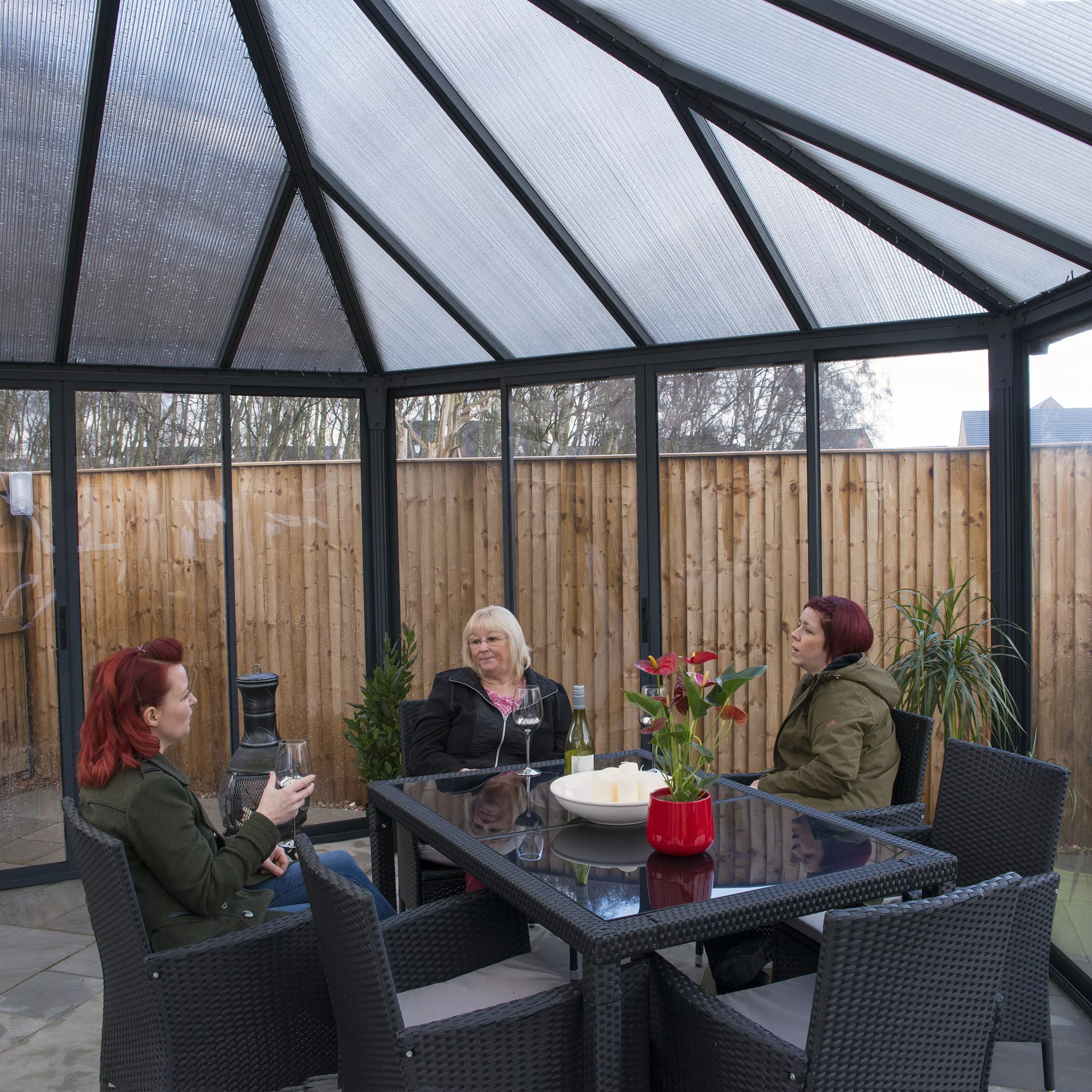 Palram - Canopia Garda Grey Hexagonal Gazebo, (W)5.17m (D)5.95m - Assembly Required - Image 4