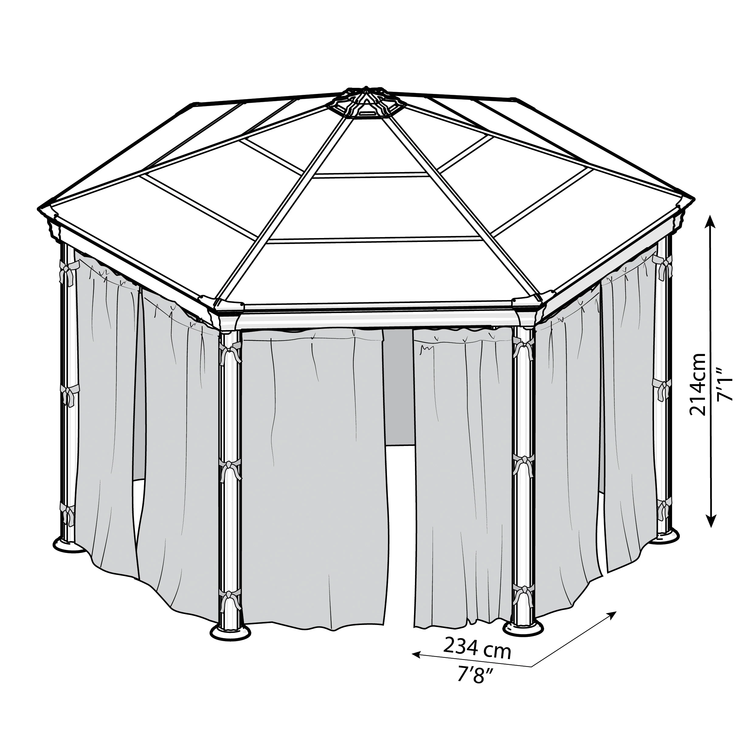 Palram - Canopia Hexagonal Grey Polyester (PES) Gazebo Curtain, Pack Of 6 (L)2170mm (W)2320mm - Image 3
