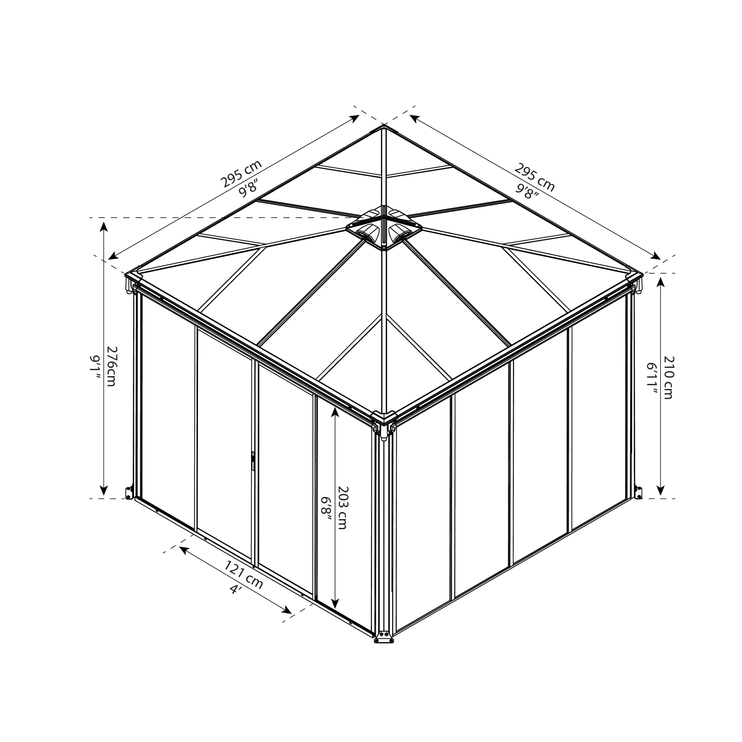 Palram - Canopia Ledro Grey Rectangular Gazebo, (W)2.95m (D)2.95m - Assembly Required - Image 10