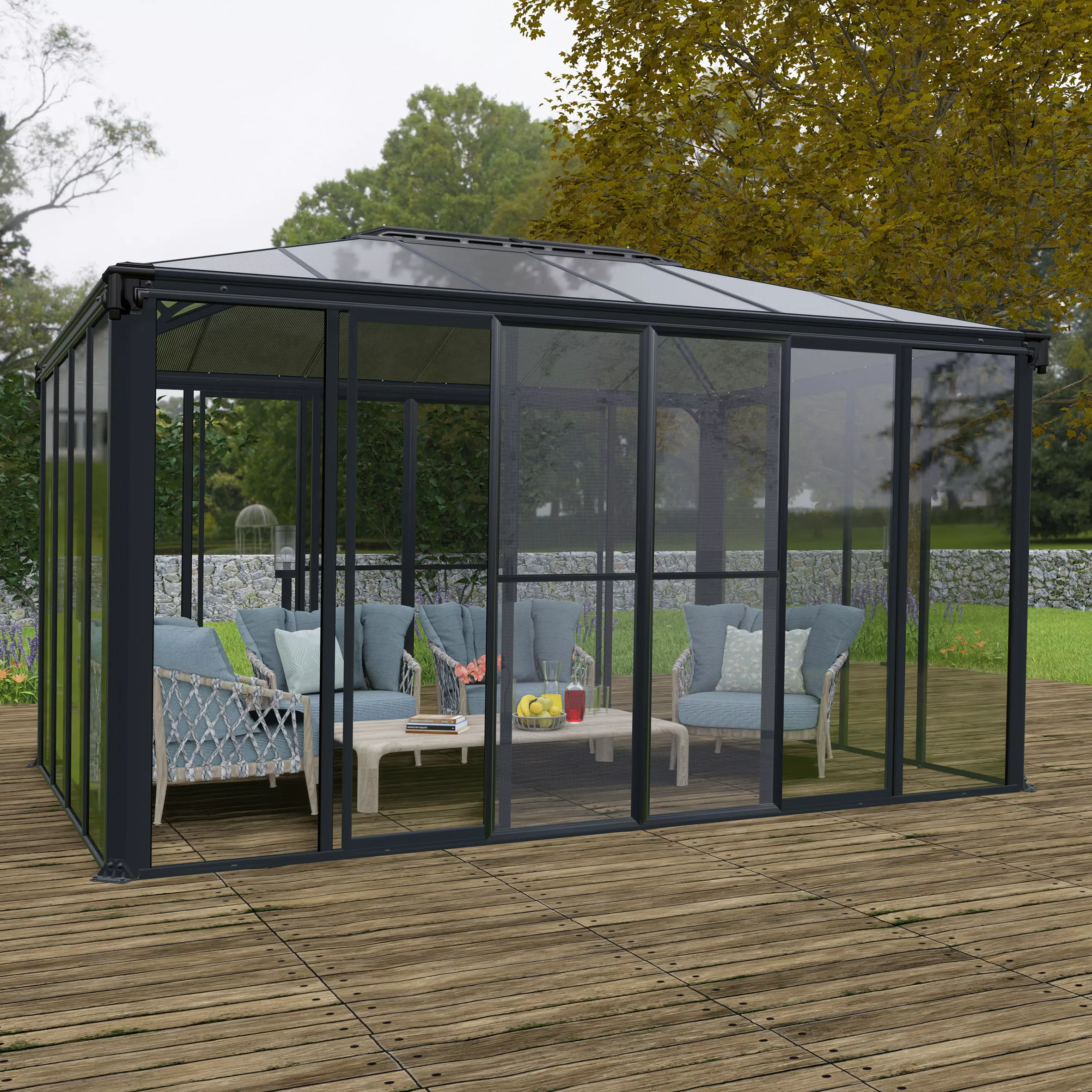 Palram - Canopia Ledro Grey Rectangular Gazebo, (W)4.3m (D)2.96m - Assembly Required - Image 7