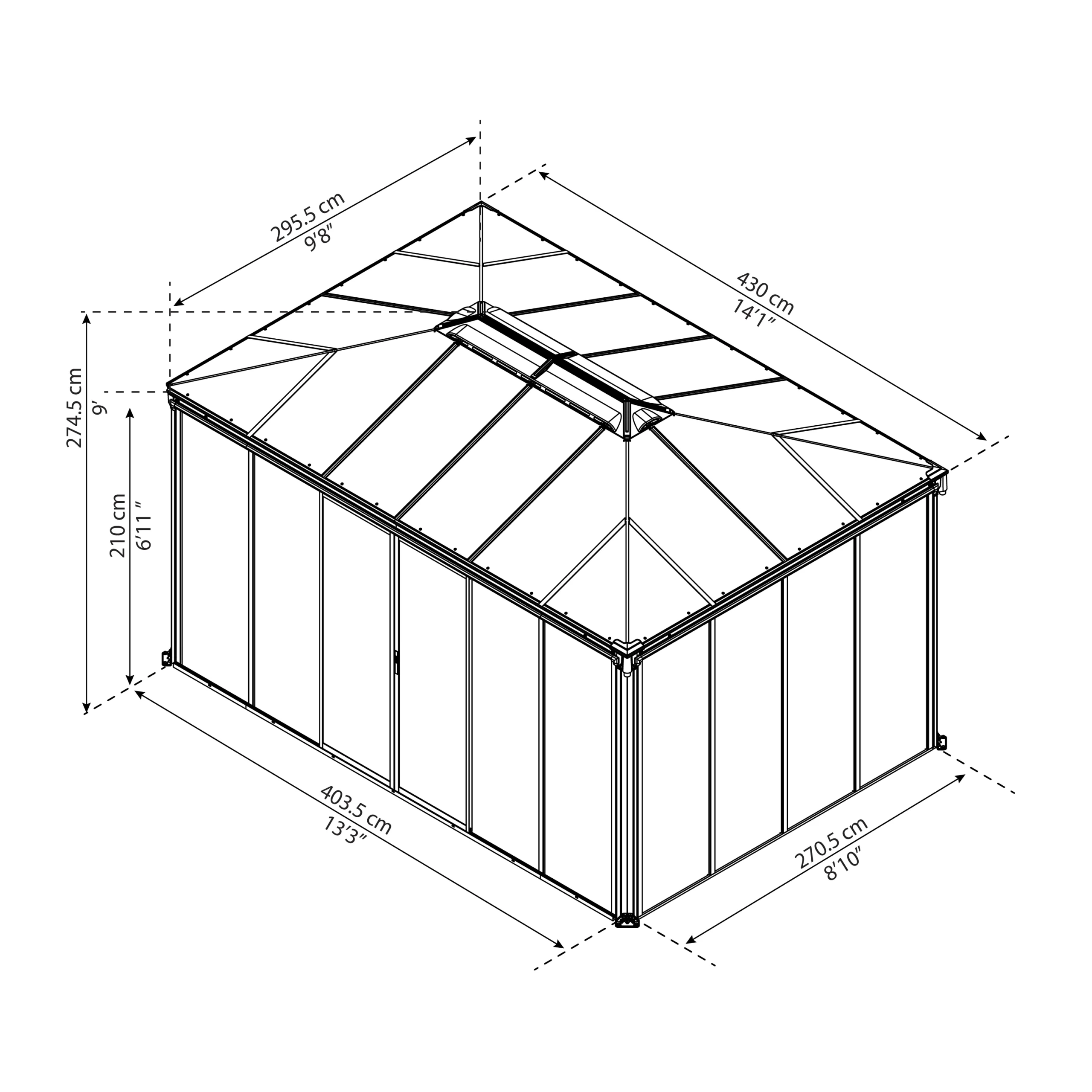 Palram - Canopia Ledro Grey Rectangular Gazebo, (W)4.3m (D)2.96m - Assembly Required - Image 11
