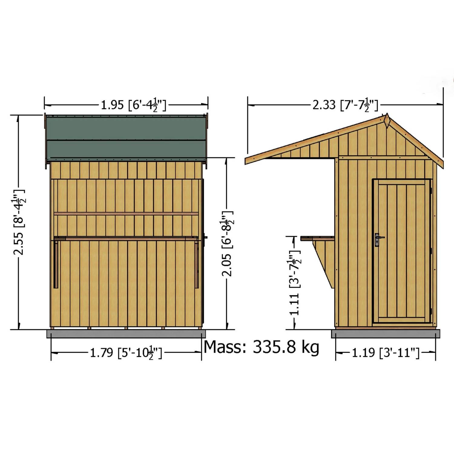 Shire Timber Bar Shiplap Wooden 6x4 Apex Garden Storage - Image 2