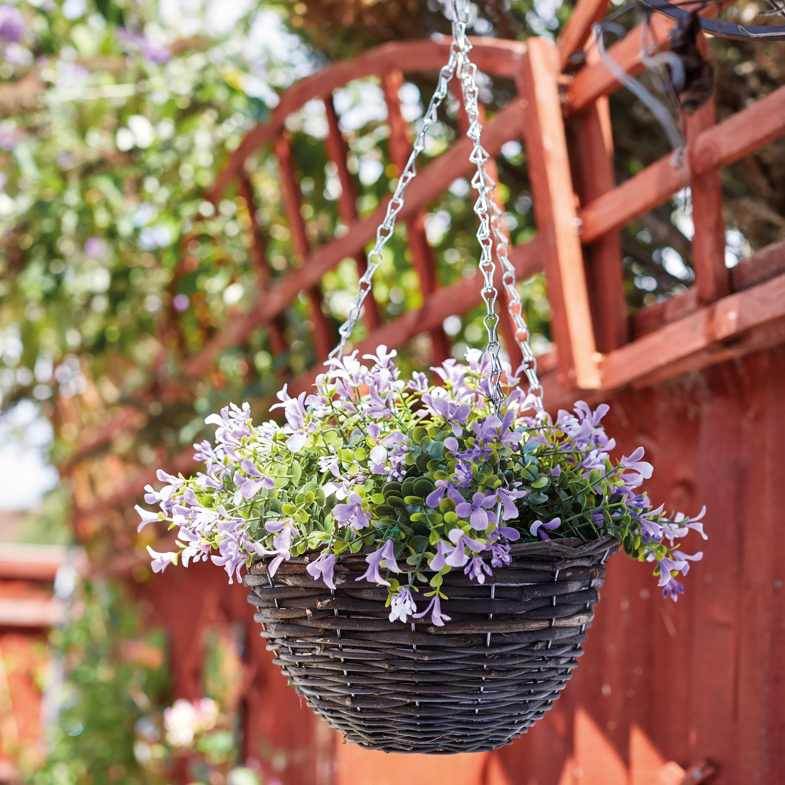 Smart Garden Pansy Artificial Lilac & Green Round Plastic Hanging Basket, 25cm - Image 2