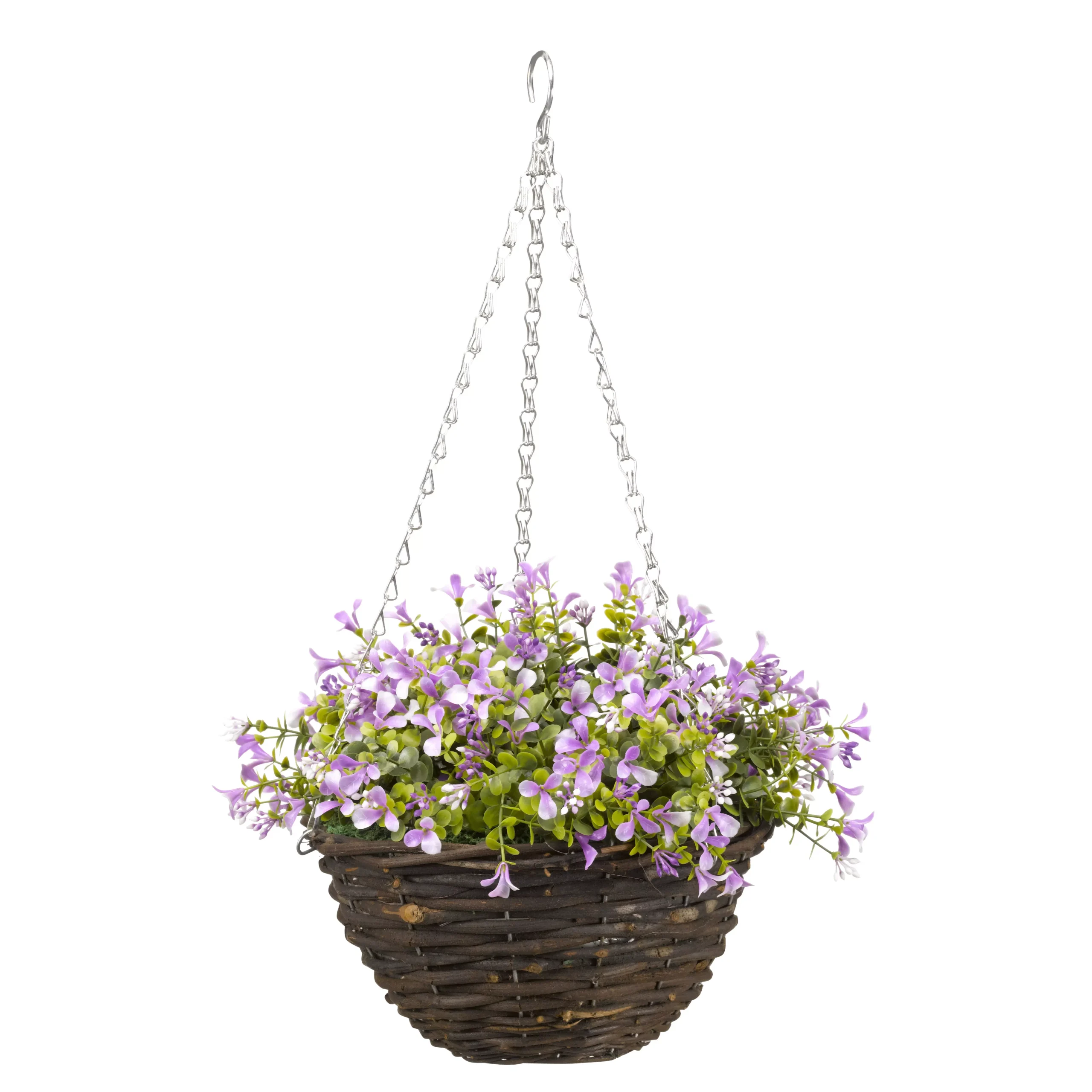 Smart Garden Pansy Artificial Lilac & Green Round Plastic Hanging Basket, 25cm