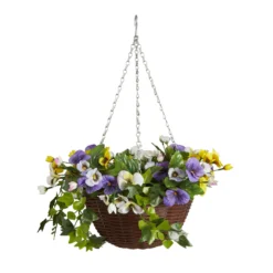 Smart Garden Pansy Artificial Plastic Hanging Basket, 30cm