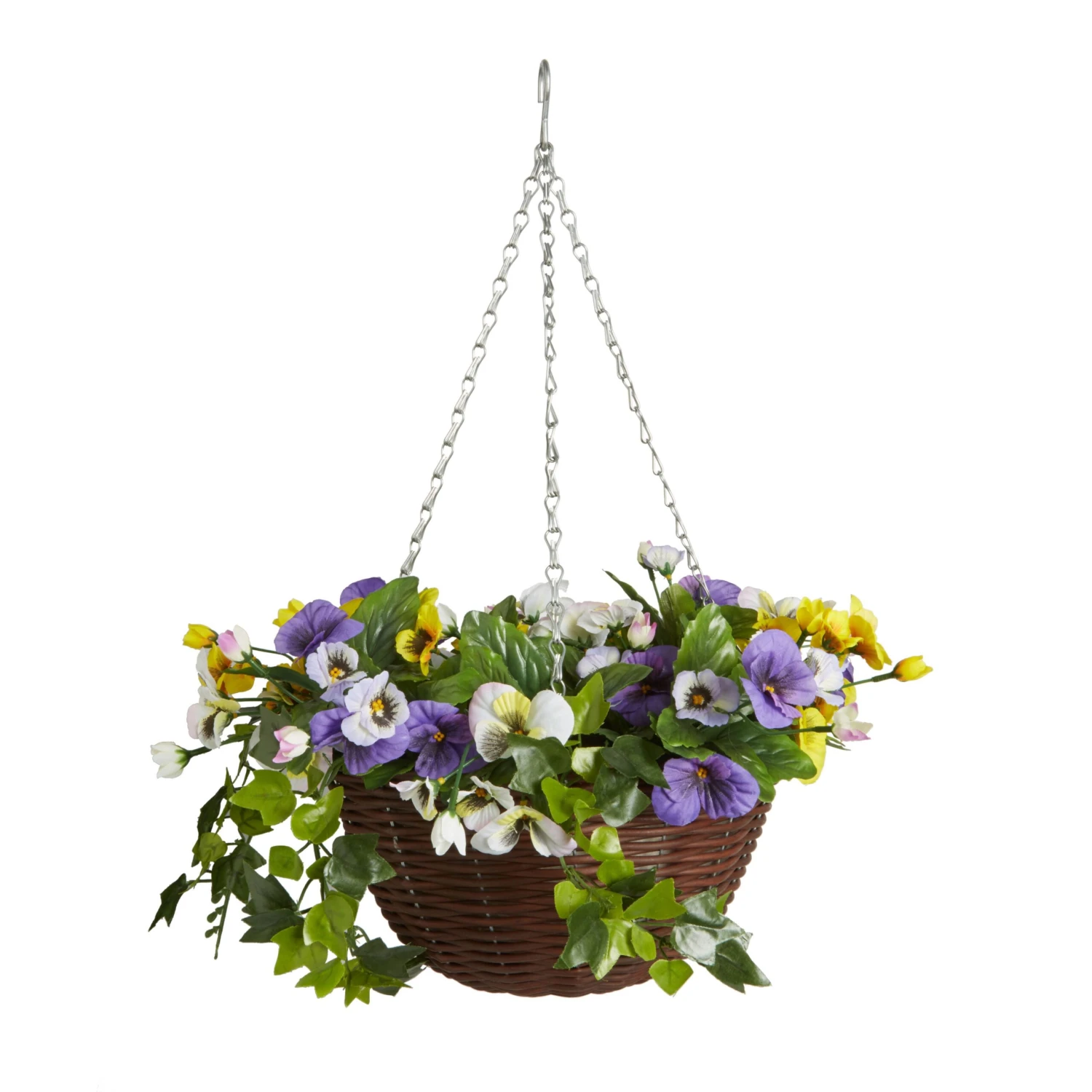 Smart Garden Pansy Artificial Plastic Hanging Basket, 30cm
