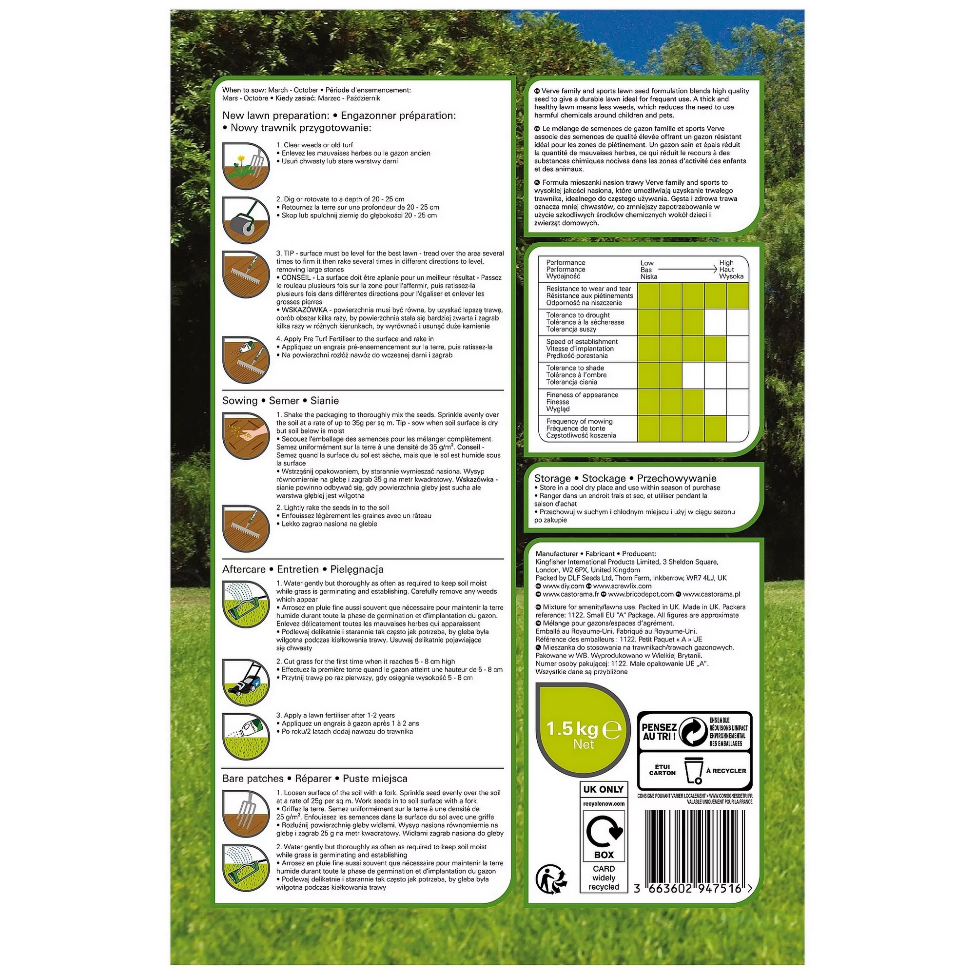 Verve Family & Sports Grass Seeds, 1.5kg - Image 2