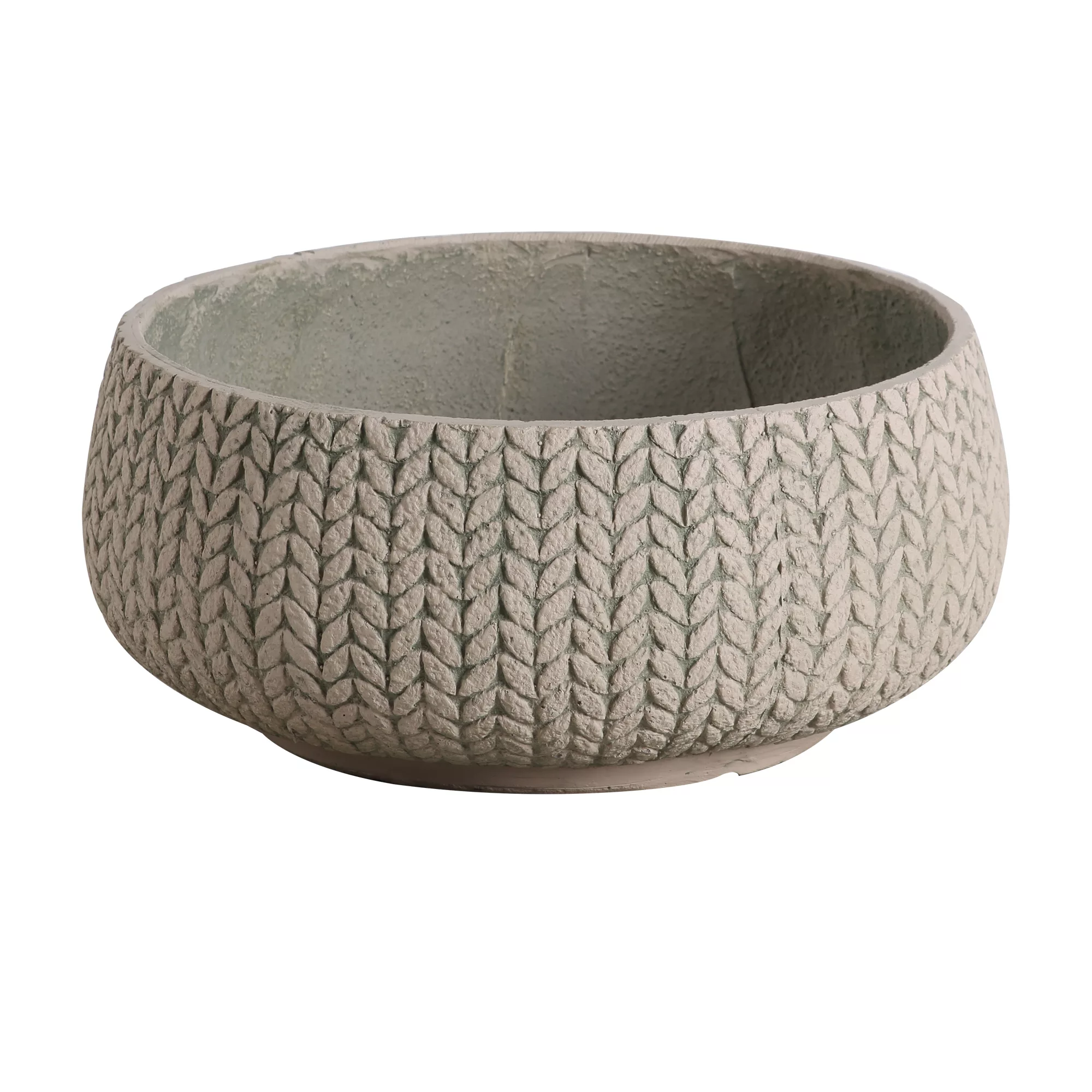 Verve Kulun Beige Knitted Effect Fibreclay Circular Plant Pot (Dia)37cm
