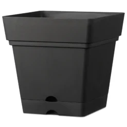 Verve Nurgul Dark Grey Plastic Square Plant Pot (Dia)38cm