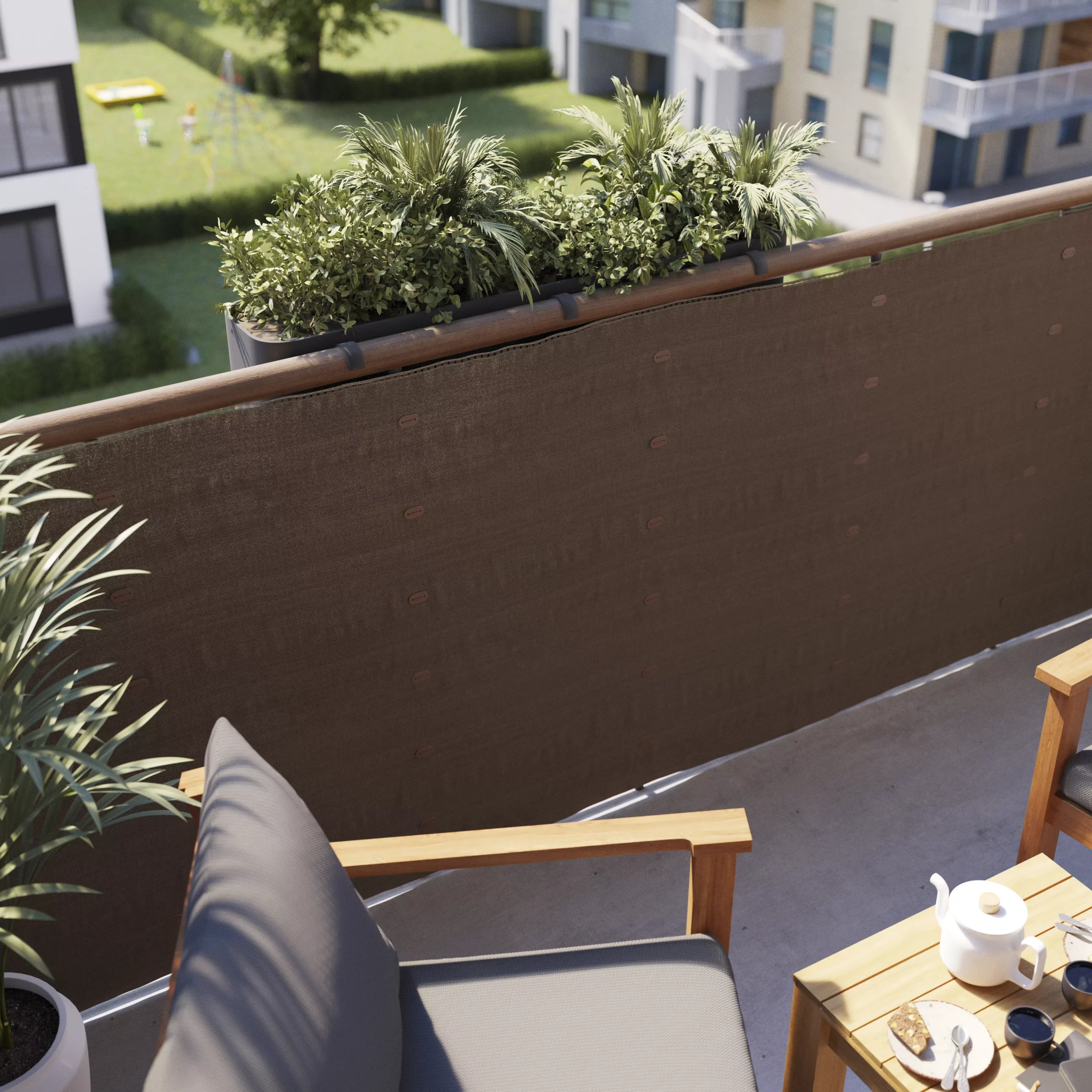 Woven Breeze Brown High-density Polyethylene (HDPE) & Woven Fibre Garden Screen (H)1m (W)3m - Image 6